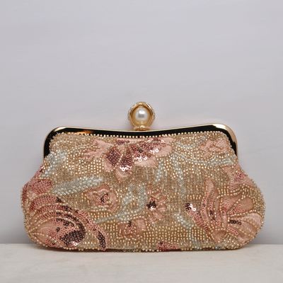 HF0721CRG ROSE BEAD STYLE FLWR DESIGN W' PRL TOP PURS