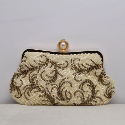 HF0722CIV IVORY BEAD STYLE FILAGREE DESIGN W' PRL TOP PURS