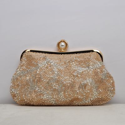 HF0722CRG ROSE GLD BEAD STYLE FILAGREE DESIGN W' PRL TOP PURS