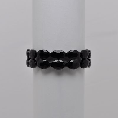 QQ2321B2BK  BLK/BK  TWO ROW OVAL STONE STRETCH BRCLT