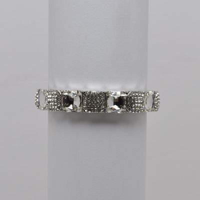 QQ4100B1S  CRYS/SIL  ALTERNATING SQUARE CRYS &amp; PAVE STN  BRCLT