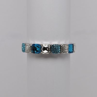 QQ4100B13S1  AQUA/SIL ALTERNATING SQUARE CRYS &amp; PAVE STN  BRCLT