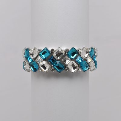 QQ3099B13S1 AQUA/CRY RECT CHECKER PATTRN STRCH BR