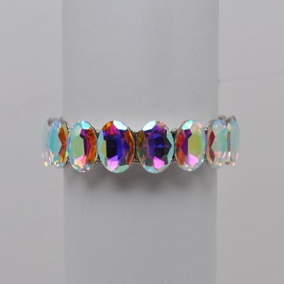 QQ3439B3S  AB/SIL OVAL STONE STRETCH BRCLT