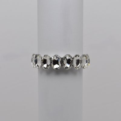 QQ3439B1S  CRYSTAL/SIL OVAL STONE STRETCH BRCLT