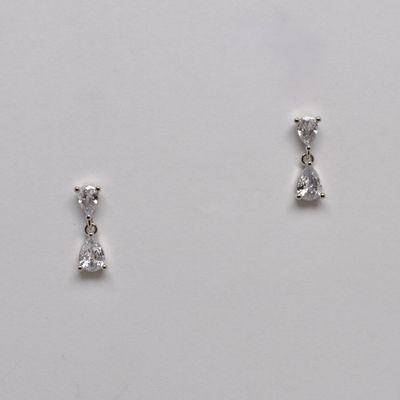 J28765E1S CZ CLR/S TEARDROP DNGL EAR