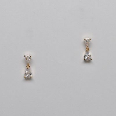 J28765E1G CLR/G TEARDROP DNGL EAR
