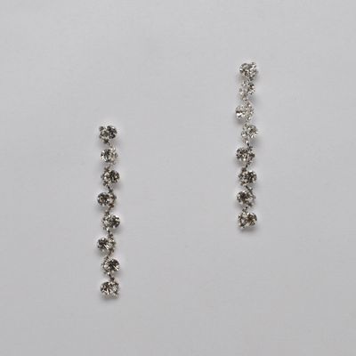 J28482E1S SIL RHINESTONE LINEAR EAR