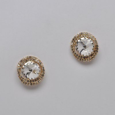 J29060E1G CRY/GLD ROUND CONE POST EARRING
