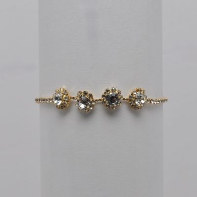 J84635B1G CRY/GLD 4 FLOWER SLIDE BRACELET