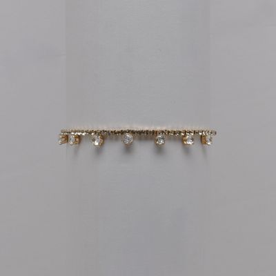 J84636B1G CZ CRY/GLD RHINESTONE ROUND SLIDE BRACELET