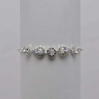 J84639B1S CZ CRY/SIL RHINESTONE TEARDROP SLIDE BRACELET