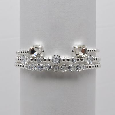 J84672B1S CZ CRY/SIL RECTAN STACKABLE 3 PECE BRACELET