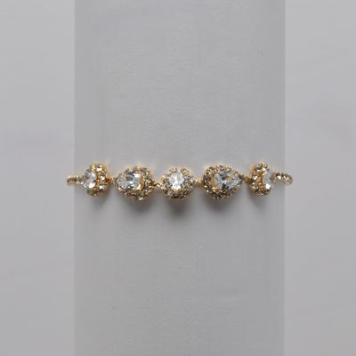 J84639B1G CZ CRY/GLD RHINESTONE TEARDROP SLIDE BRACELET