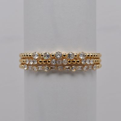 J84673B1G CZ CRY/G DAINTY STACKABLE 3 PECE BRACELET