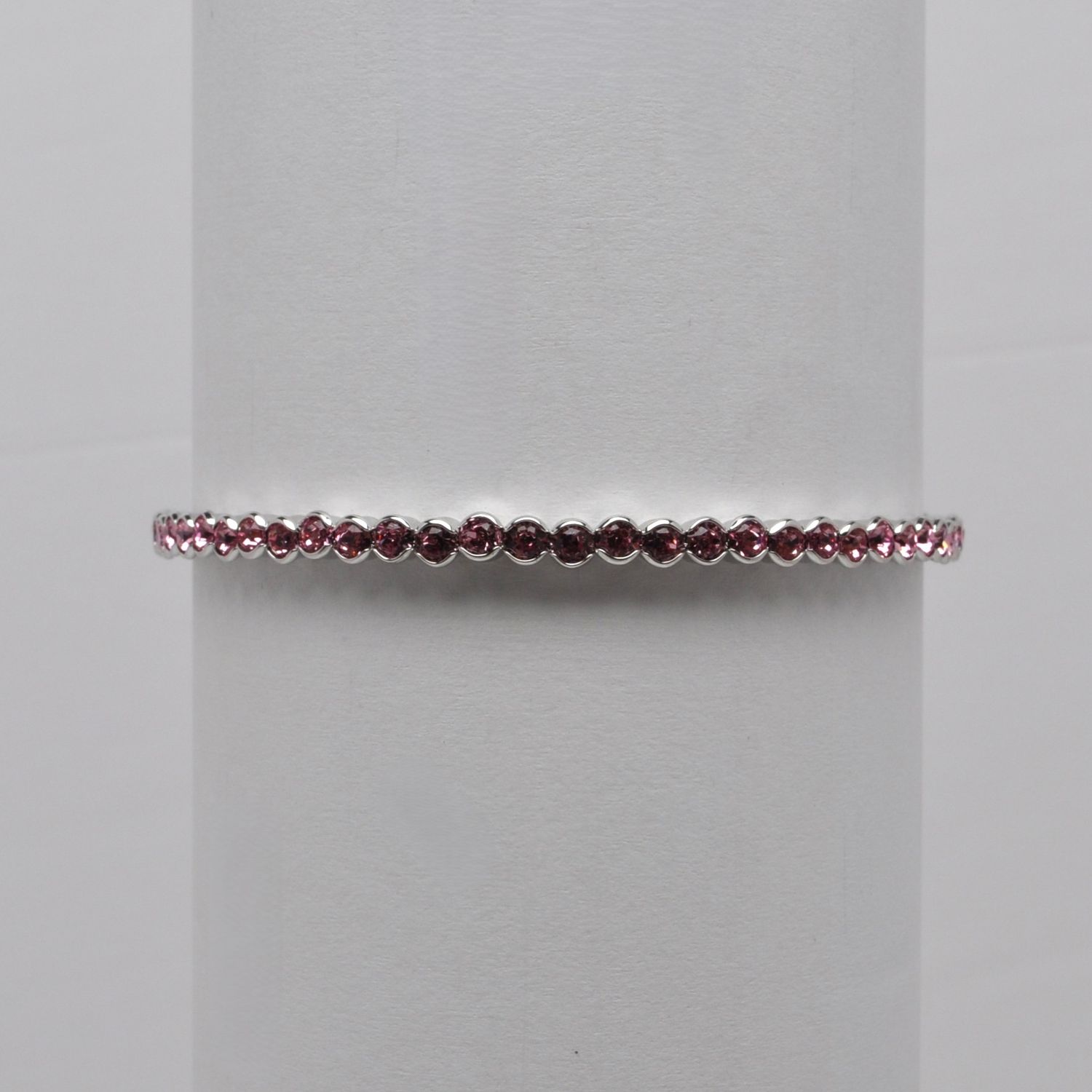 J84676B33 LT-ROSE/SIL 3MM CRYSTAL COIL BRACELET