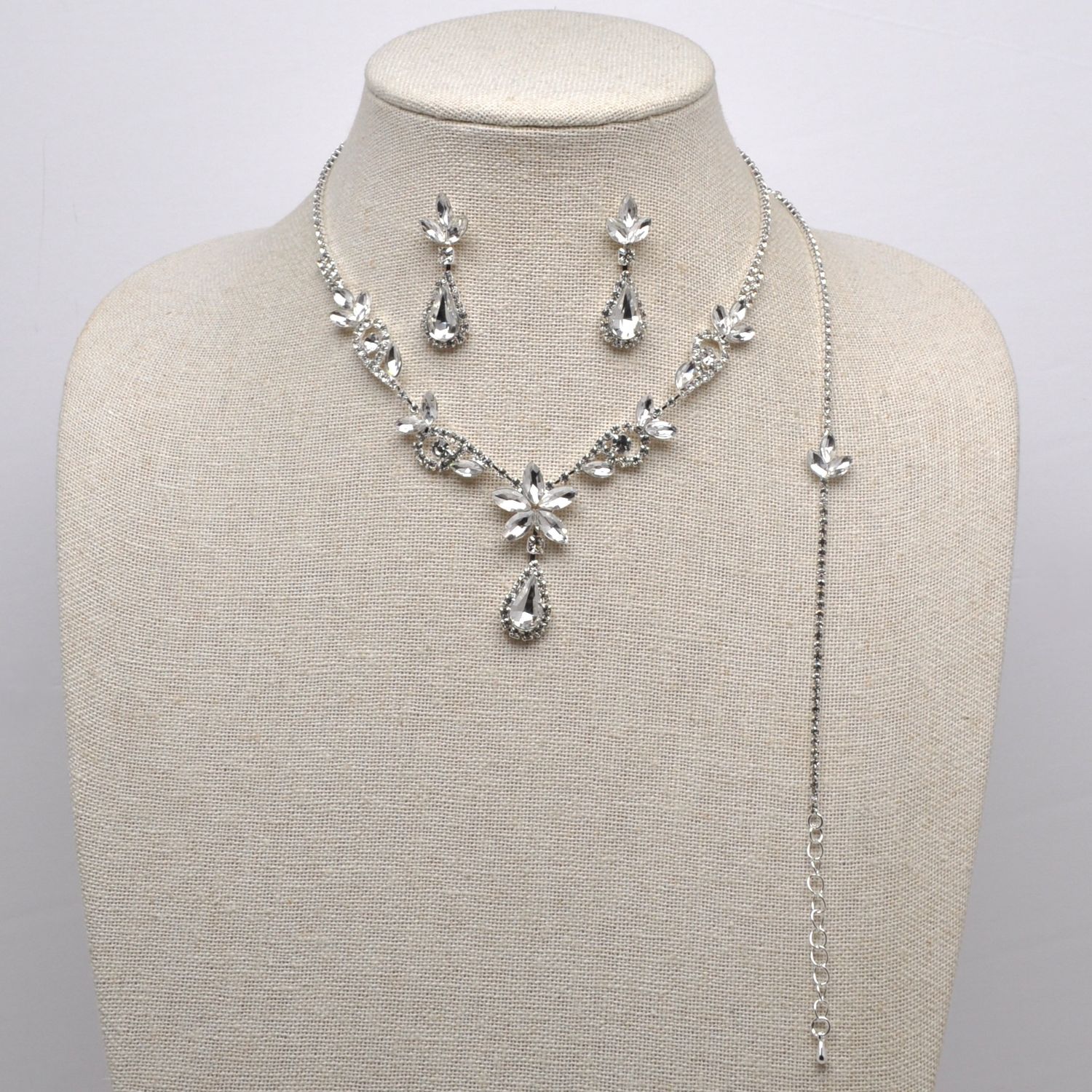 J19046S1S CLR/S CRYSTAL TRDP FLOWER 3PC SET