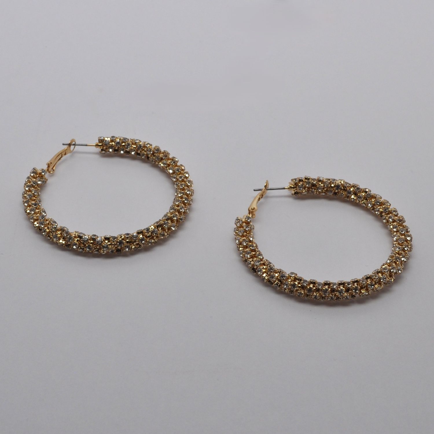 J289125E1G CRY/G 53MM RHINESTONE HOOP EARRING