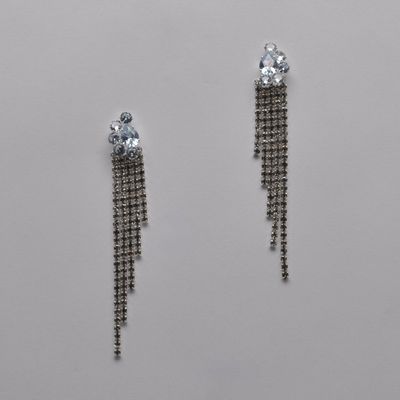 J29031E1S CZ CRY/S TASSEL DROP RHINESTONE EARRING