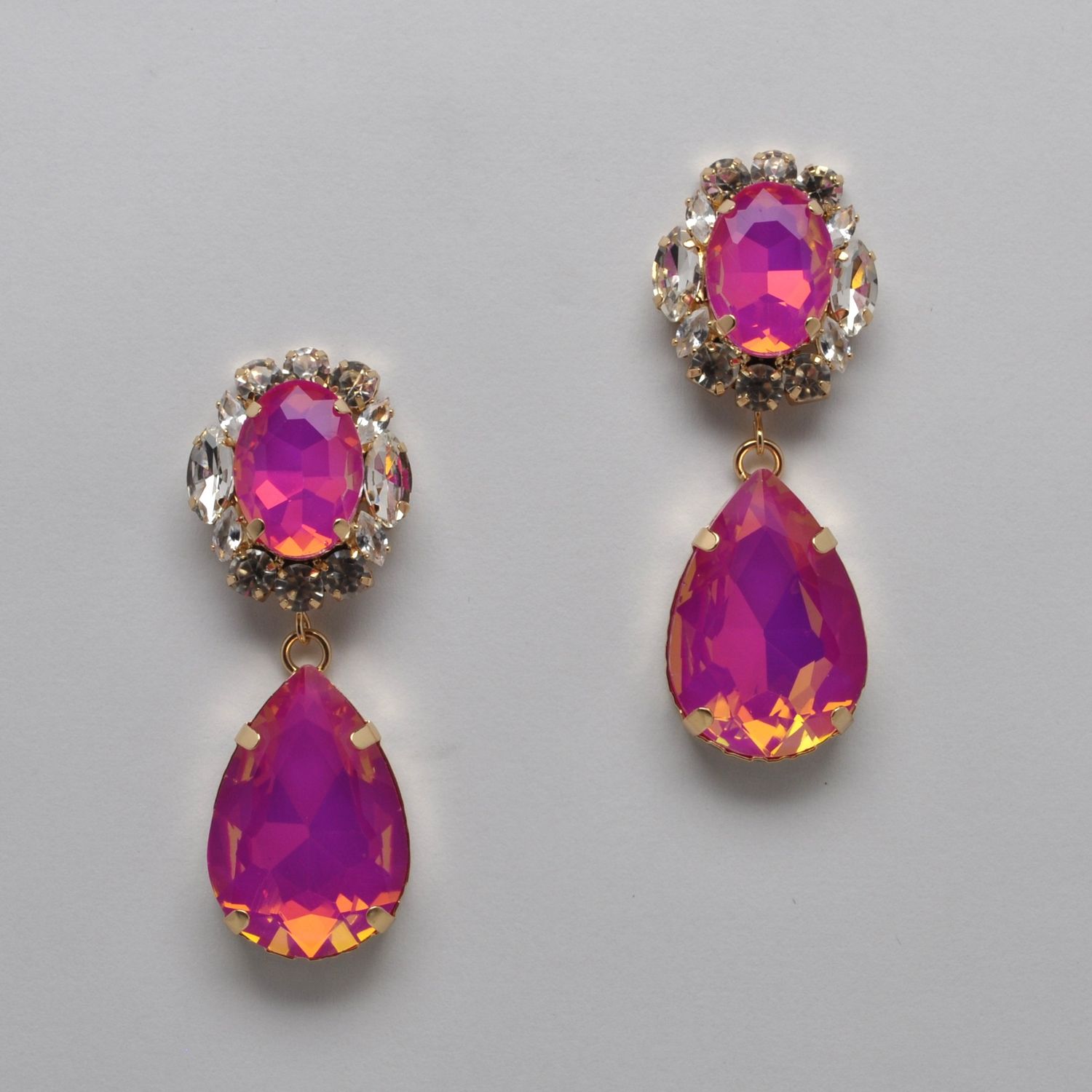 CJ2846E27G FUSCH-OPAL/G FASHION TRDROP W' FLWR TOP EAR