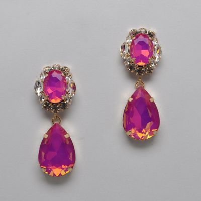CJ2846E27G FUSCH-OPAL/G FASHION TRDROP W' FLWR TOP EAR