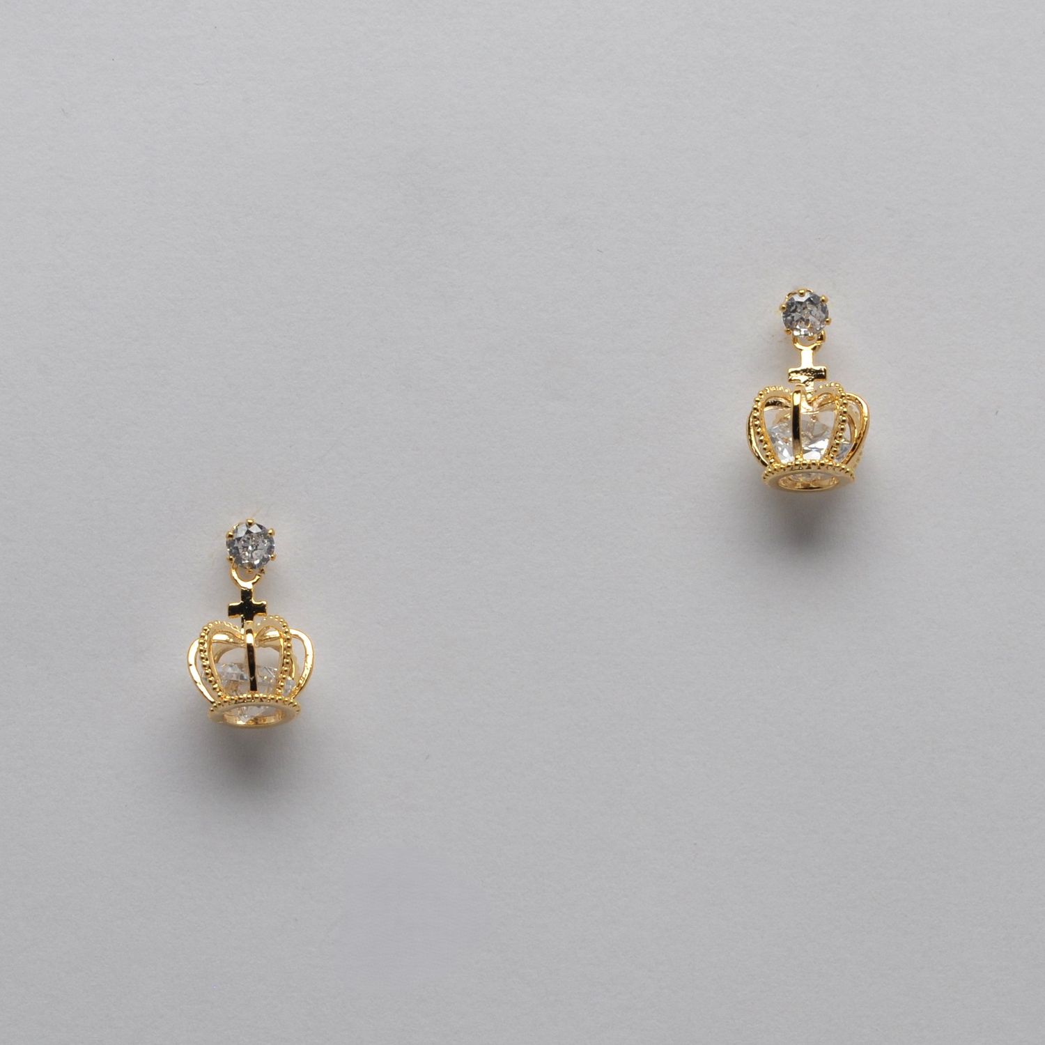 CJ1546E1G CZ/G CROWN DROP EARRING