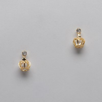 CJ1546E1G CZ/G CROWN DROP EARRING