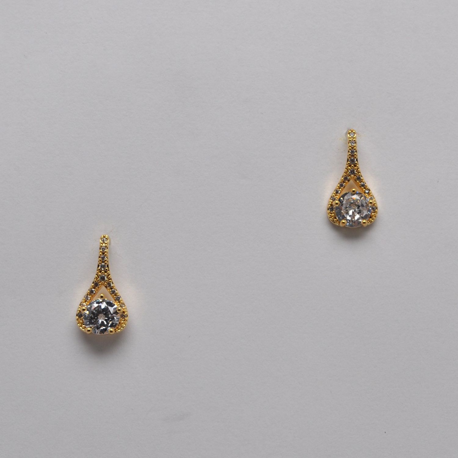 CJ1809E1G CZ/G WISH BONE CRYSTAL DROP EARRING