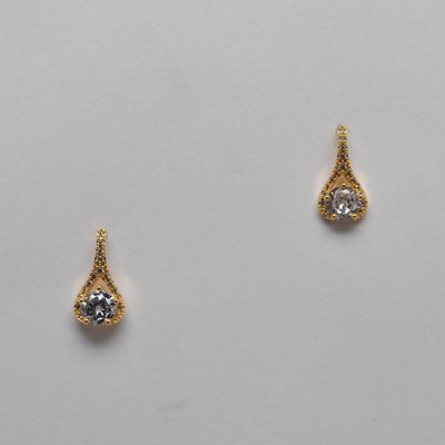 CJ1809E1G CZ/G WISH BONE CRYSTAL DROP EARRING