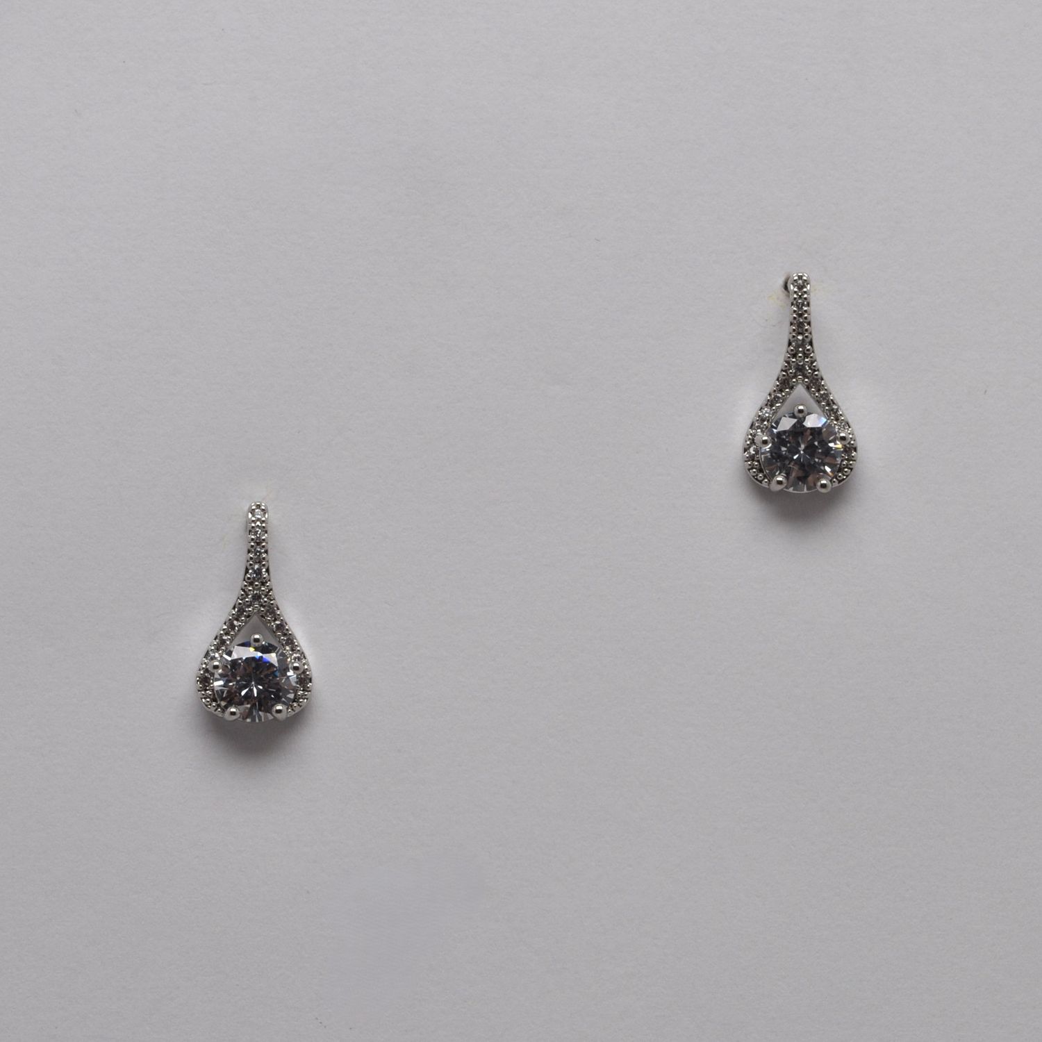 CJ1809E1S CZ/S WISH BONE CRYSTAL DROP EARRING