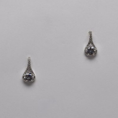 CJ1809E1S CZ/S WISH BONE CRYSTAL DROP EARRING