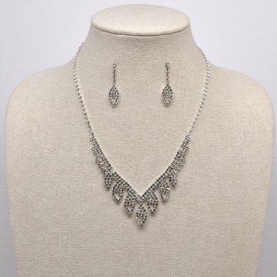 CJ2013S1S CLR/S CRY NECK W' MARQUISE POINT DROPS SET