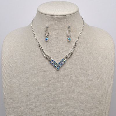 CJ12051S3S AB/S V NECK FLWR CLSTR POINT SET