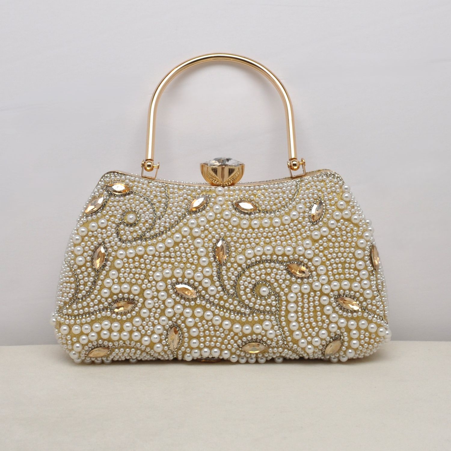 HF0194CG GLD MARQUISE STN PEARL MAZE DESIGN PUR