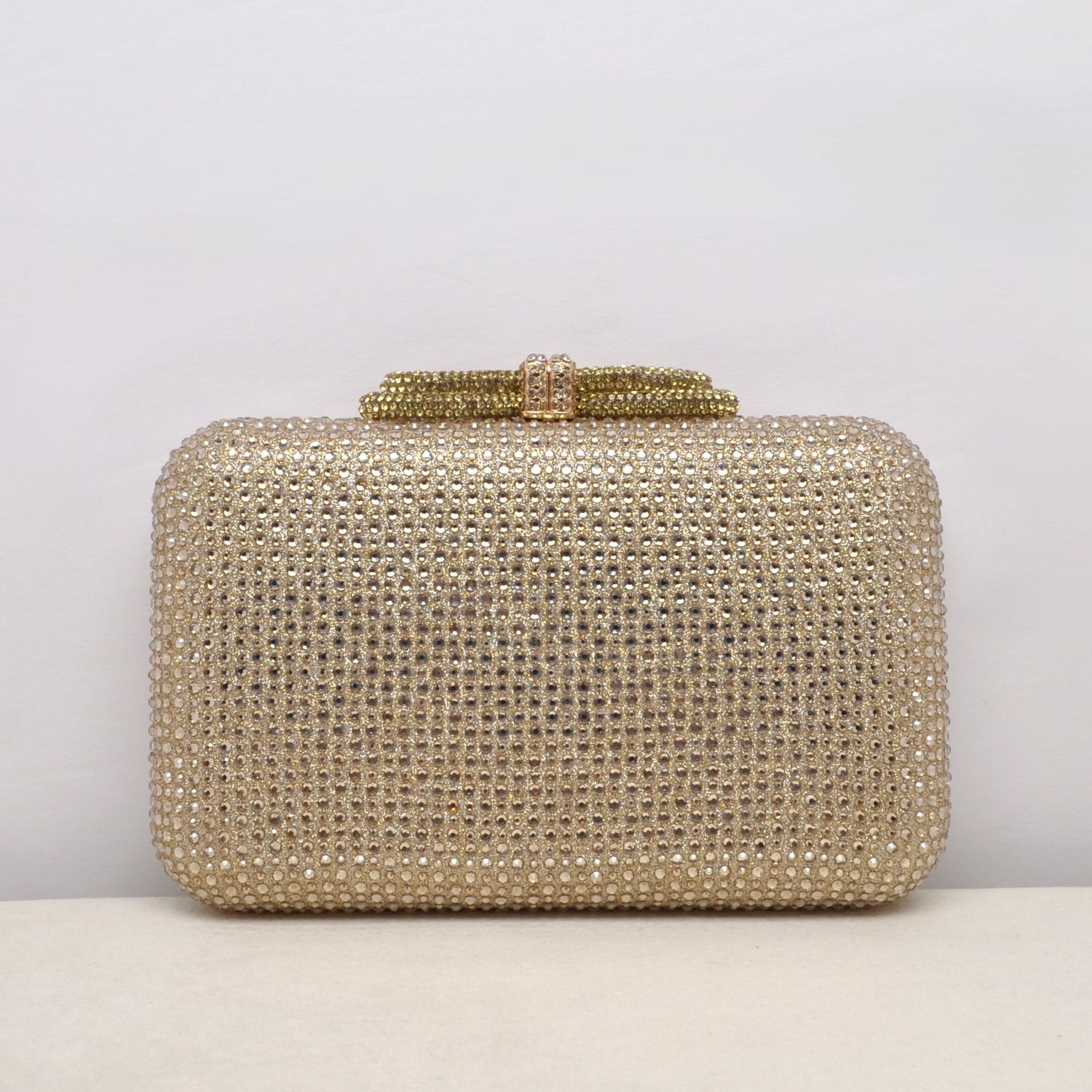 HF0196CG GLD RHINESTONE DESIGN W' BOW CLOSURE PUR