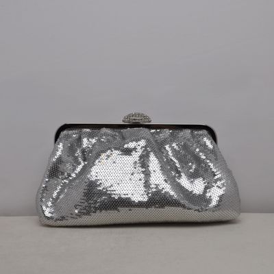 HF2525CS SILVER RHINESTONE STYLE COIN PURS