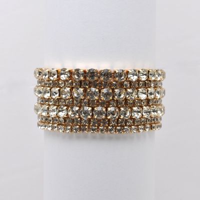 J84688B1G CLR/G MULTI STRAND RHINESTONE BRAC