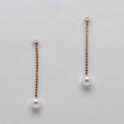 J25433E40G  CRYS/GLD RHINESTONE DROP W' PRL EAR