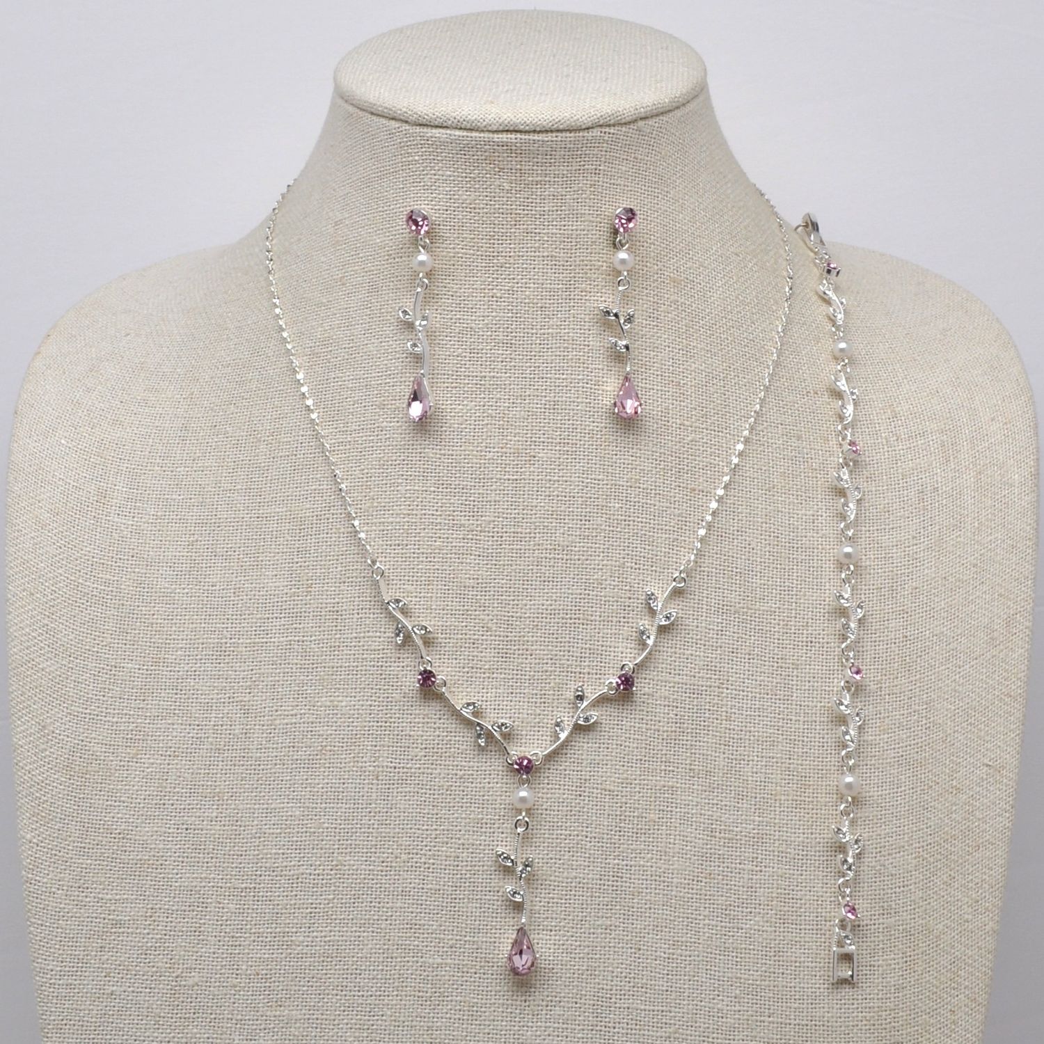 J70647S33S39 LT-ROSE/PRL/S BRANCH FLW/LV SHP SET