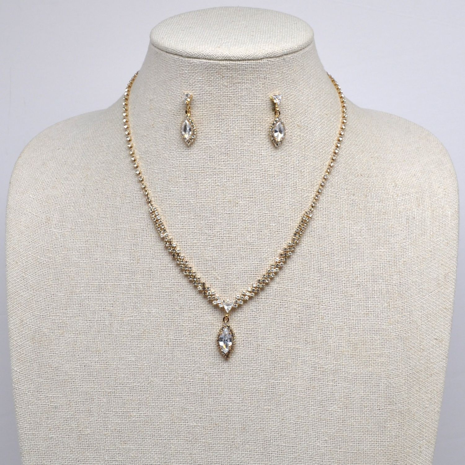 J49305S1G CZ/GLD CRYS MRQUSE DRP CHAIN DESIGN NK ST