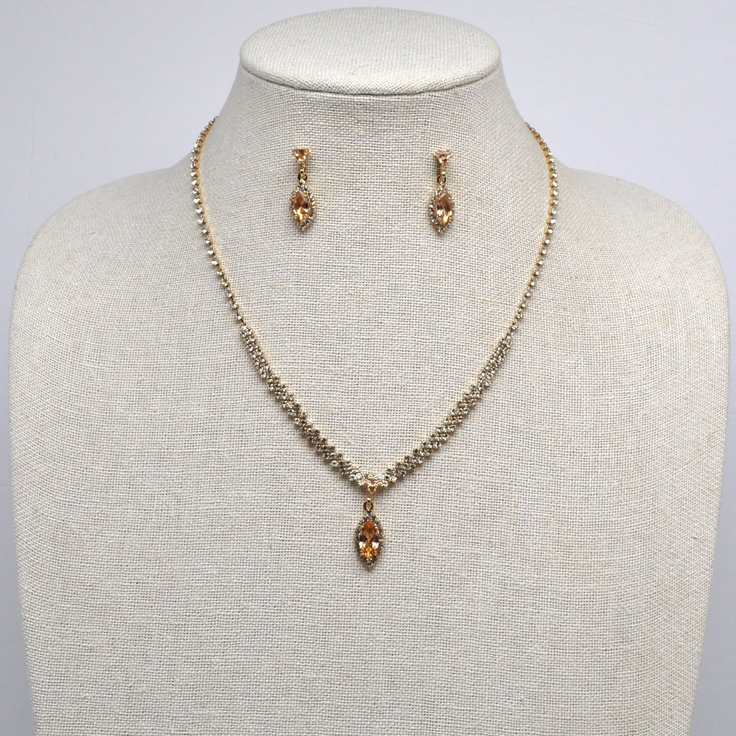 J49305S4G1 CZ/GLD LT-COL MRQUSE DRP CHAIN DESIGN NK ST
