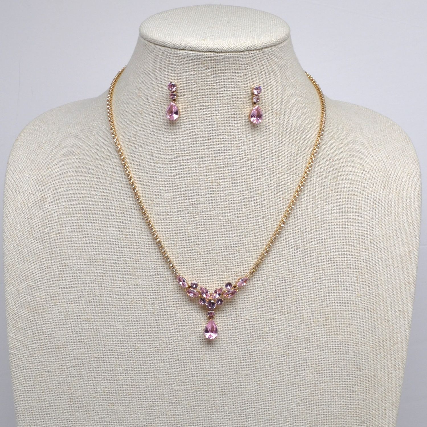 J52115S33G1 CZ/GLD LT-ROSE CLSTR FLWR Y DROP NK ST
