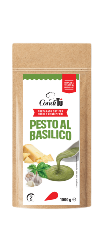 Dry preparation for basil pesto sauce