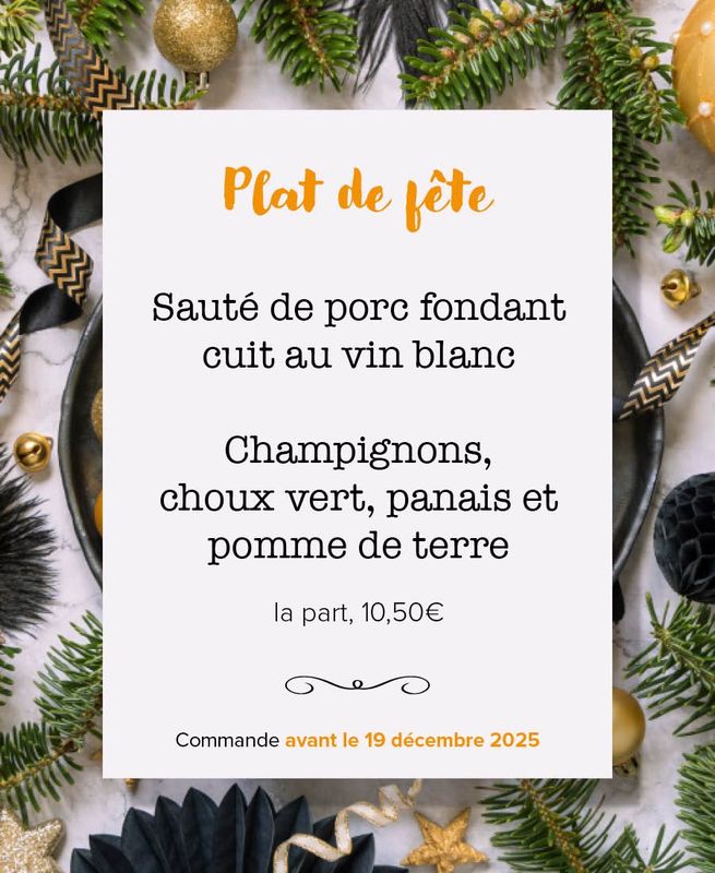 Sauté de porc fondant cuit au vin blanc. Champignons, choux vert, panais et pomme de terre. À la part. Sauté de porc fondant cuit au vin blanc. Champignons, choux vert, panais et pomme de terre. À la part.