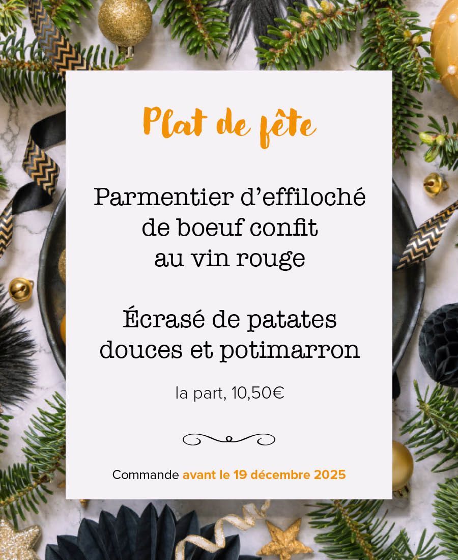 Parmentier d'effiloché de boeuf confit au vin rouge. Écrasé de patates douces et potimarron. À la part. Parmentier d'effiloché de boeuf confit au vin rouge. Écrasé de patates douces et potimarron. À la part.