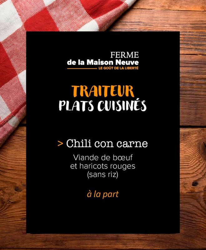 Chili con carne (sans- riz) - 8,50€ la part