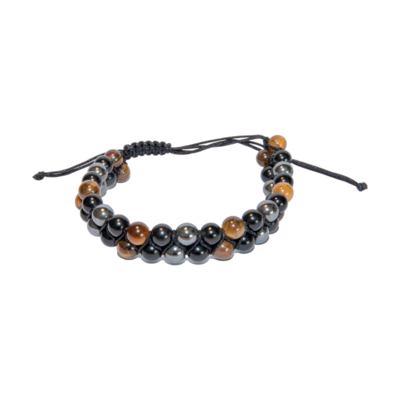 Armband met hematiet, obsidiaan & tijgeroog (verstelbaar)