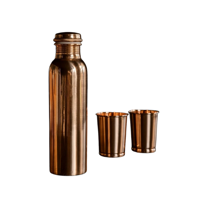 Koperen drinkset (1 Fles + 2 Bekers)
