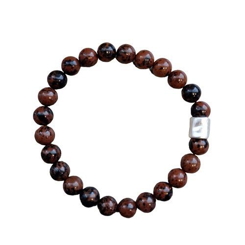 Armband Mahonie Obsidiaan met basiskraal (heren)