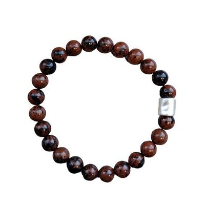 Armband Mahonie Obsidiaan met basiskraal (heren)